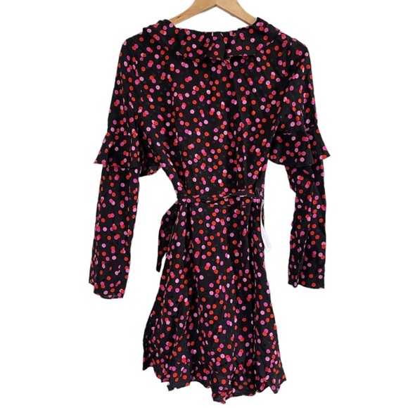 TopShop Spot Jacquard Long Sleeve Wrap Minidress - Picture 4 of 6